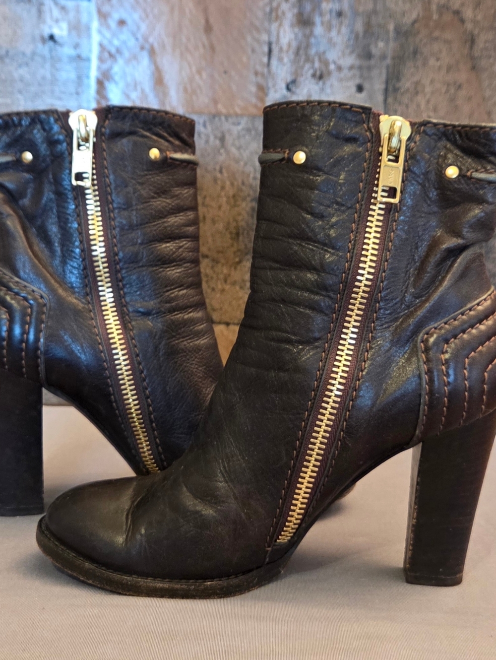 Chloe Tania Brown Leather Ankle Boots Size 7.5 - Picture 2 of 9